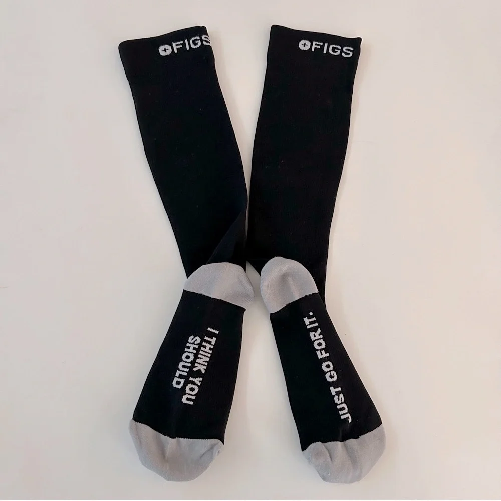 FIGS New Compression Socks JUST GO FOR IT, I THINK YOU SHOULD Black Gray Small